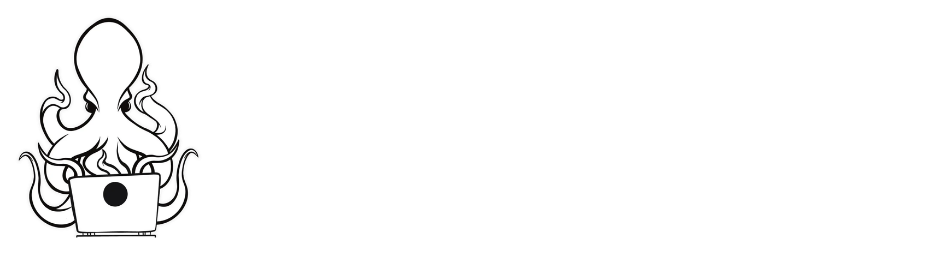 Logo for Kraken Bookkeeping featuring an octopus using a laptop.